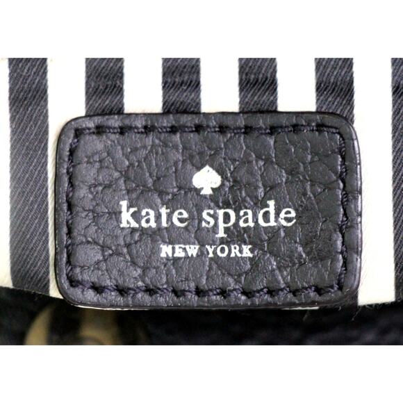 LARGE kate spade NY BLACK REAL LEATHER LOGO SATCHEL SHOULDER BAG HANDBAG PURSE - Picture 14 of 15